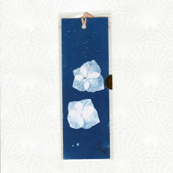 Marque-page cyanotype Hortensia - 2 fleurs