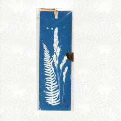 Marque-page cyanotype Graminées et Fougère