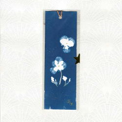 Marque-page cyanotype - 2 fleurs