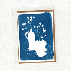 Carte cyanotype Vases