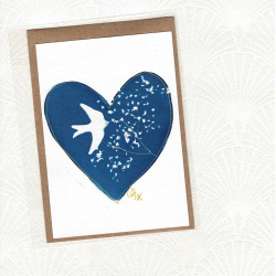 Carte cyanotype Coeur